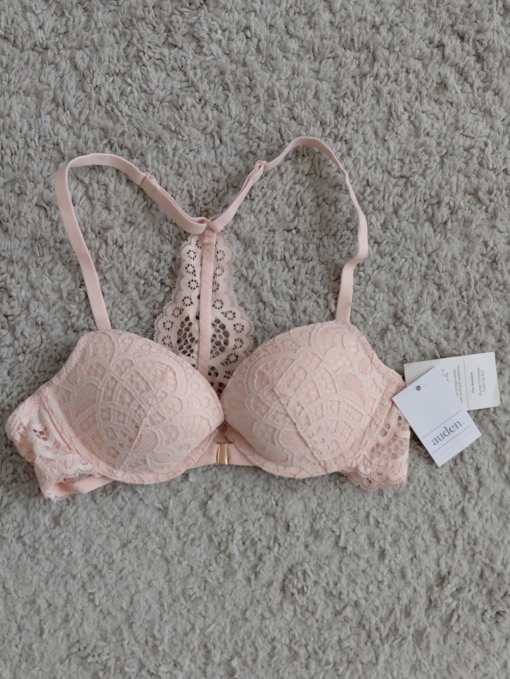 Auden Lace Push-Up Bra in Light Pink